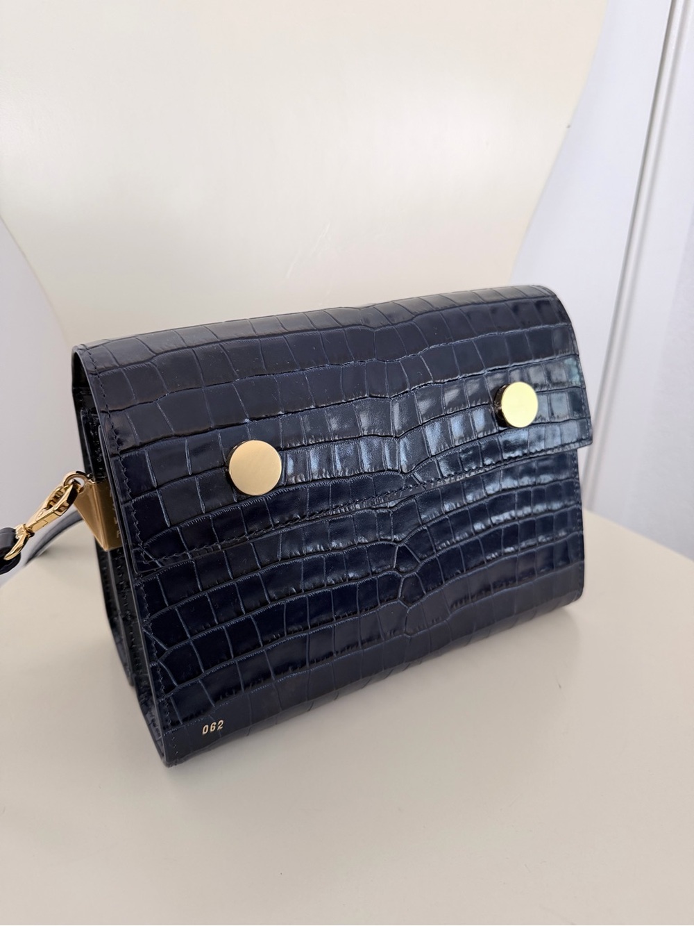 RSVP Navy  Croc-Embossed Crossbody Duo Bag with Gold Accents - Picture 11 of 14